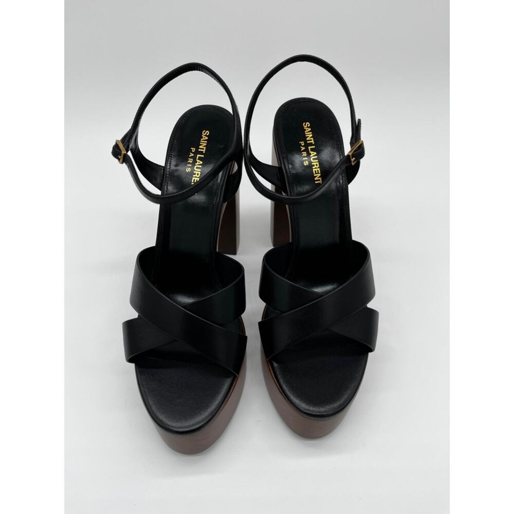 Saint Laurent Bianca Platform Sandals Black Leather - US 11 (EU 41) - Picture 6 of 15